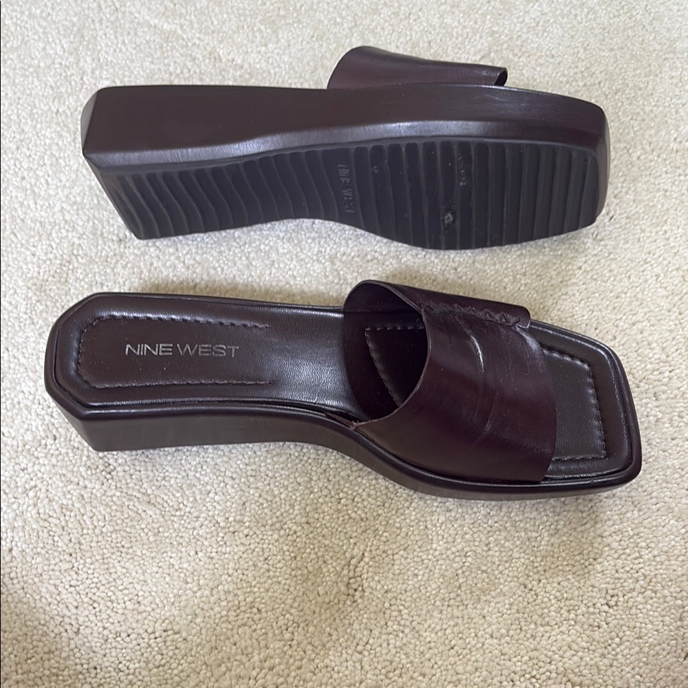 Nine West Brown Mules Sleek Leather Design